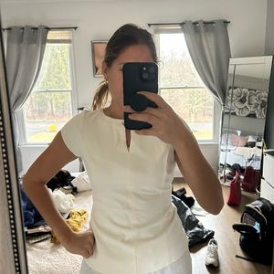 White House black market pleated cream work shirt size 4